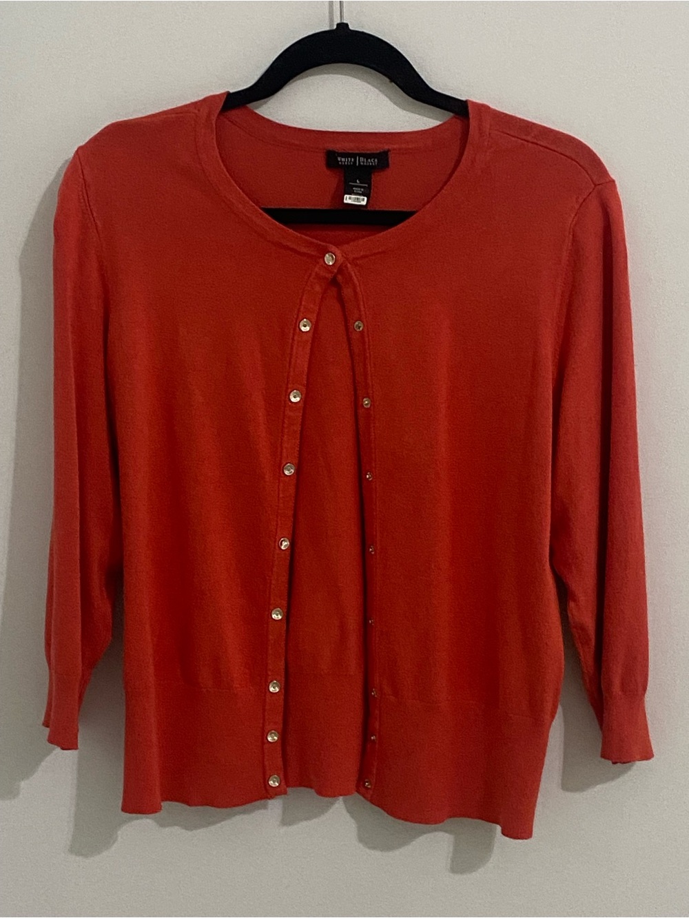 White House Black Market Burnt Orange 3/4 Sleeve Button-Front Women's Cardigan-L